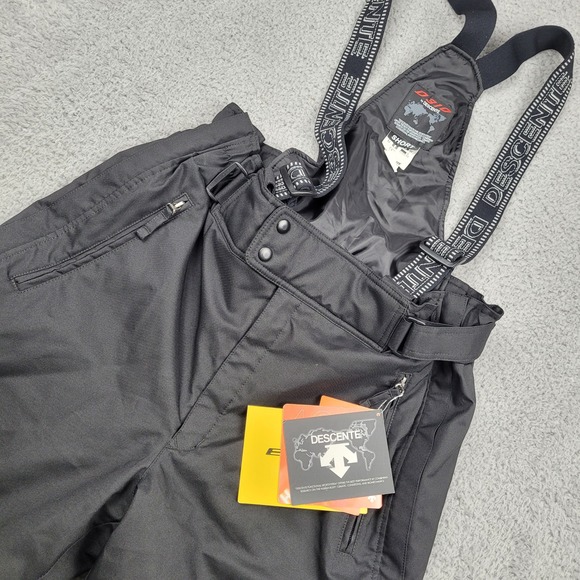 Descente D310 Ski Snow Snowboard Pants Bibs Suspenders Black Mens Short Size 36 - Picture 1 of 15